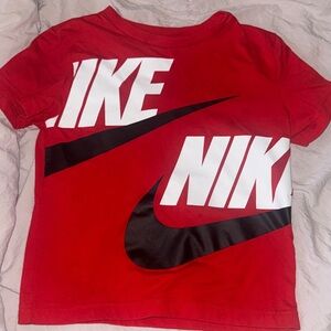 Nike Kids Bold Red and Black Logo Tee